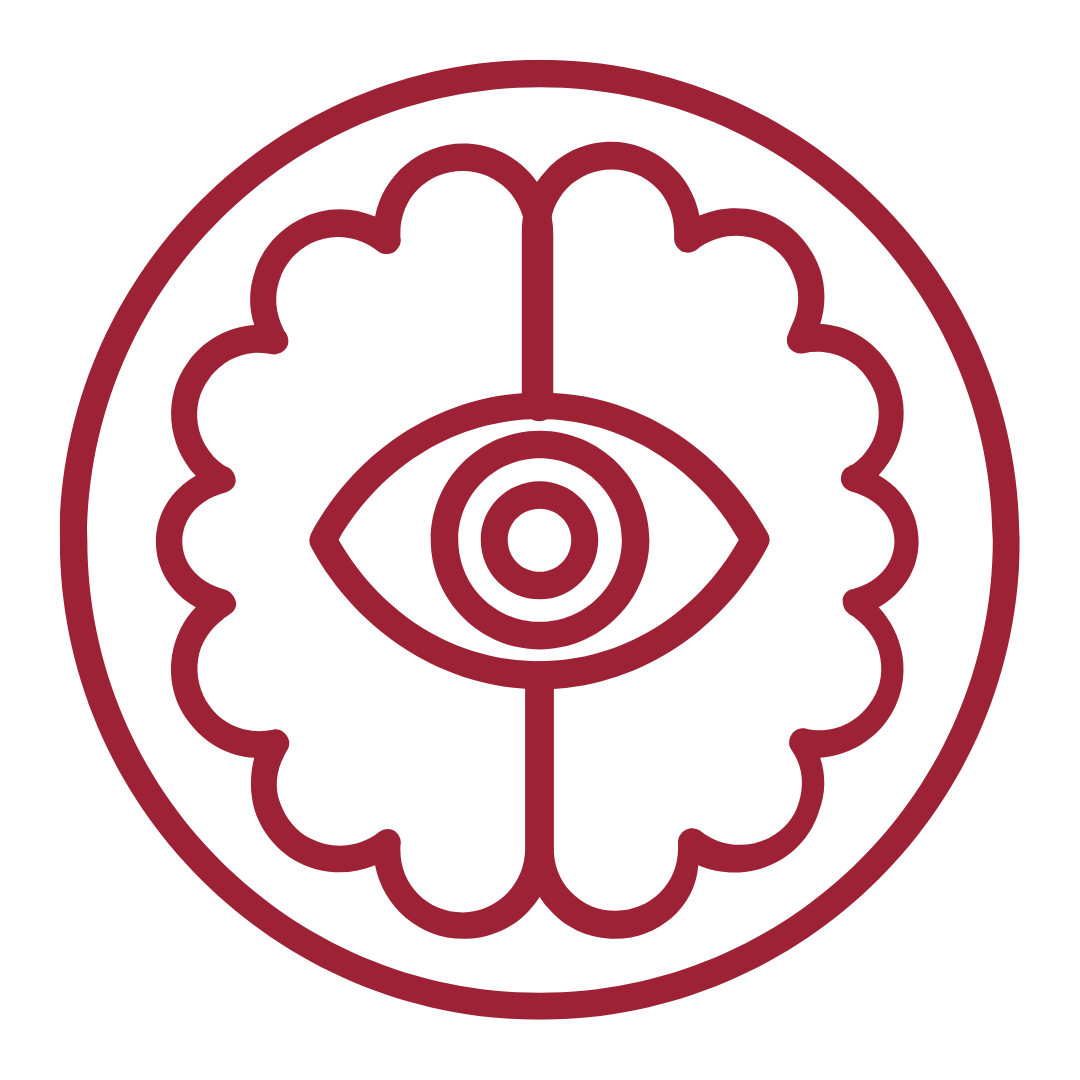 Icon of an eye over a brain