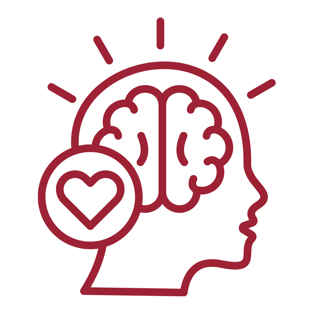 Icon of a brain with a heart over it
