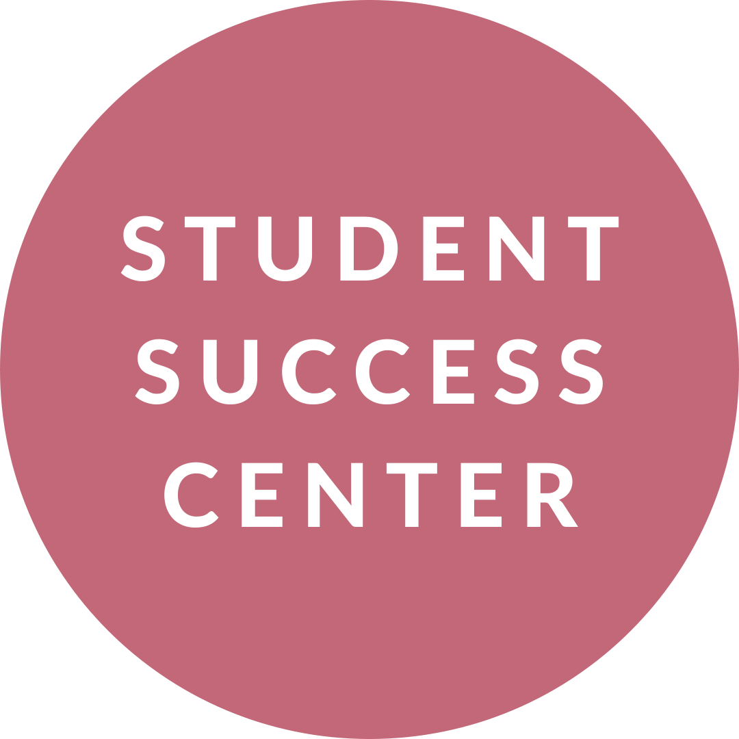 A red circle with white text that reads Student Success Center