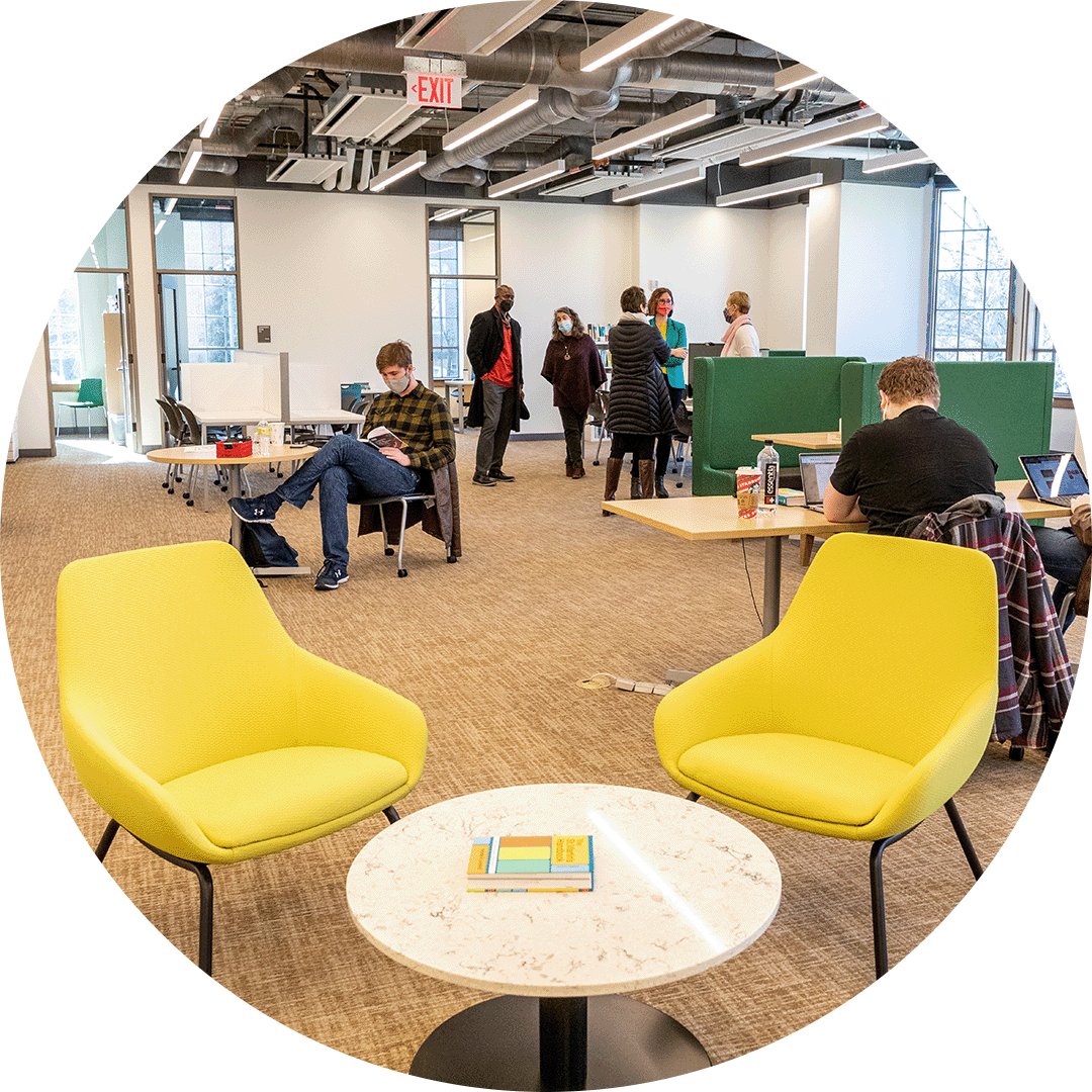 people chatting at an event in the Student Success Center Writing Studio